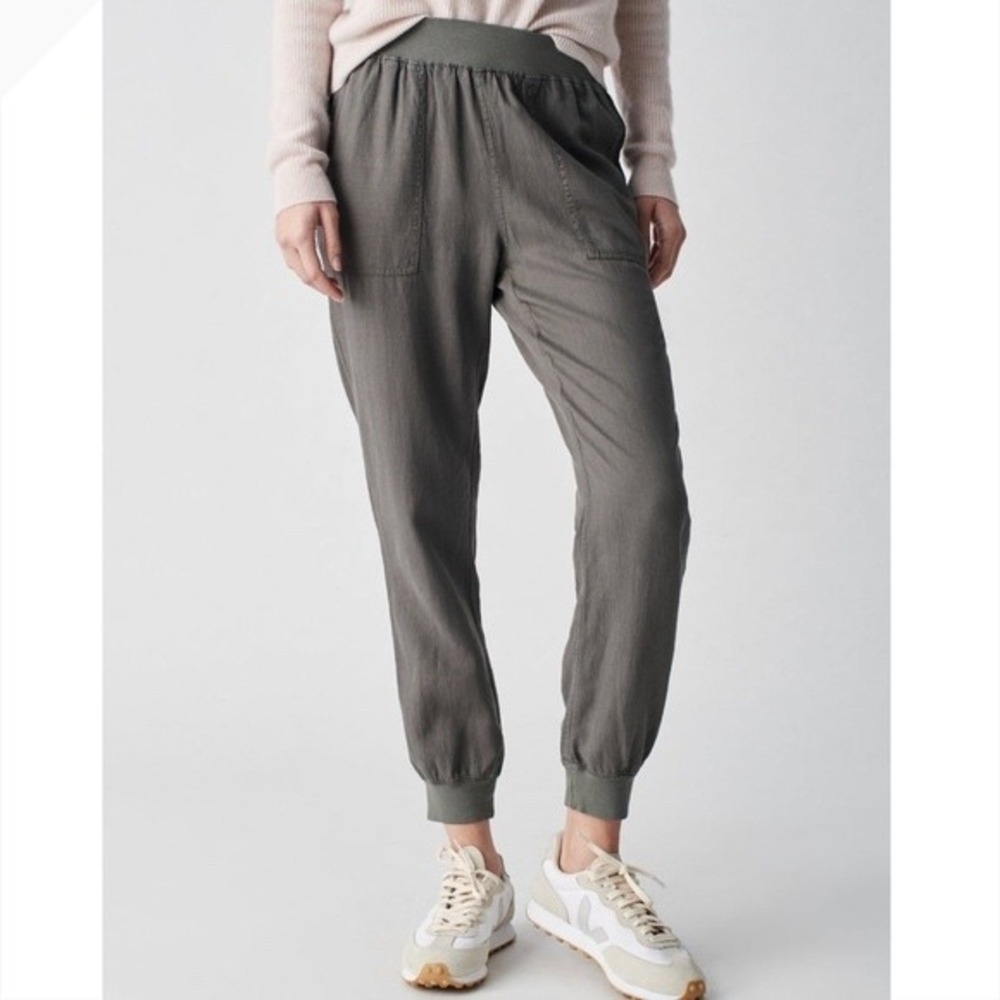 Faherty Arlie Day Joggers Olive Green Grey Tencel Blend Pants Womens Small
